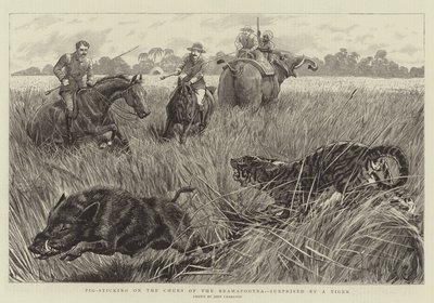 Pig Sticking on the Churs of the Bramapootra, Surprised by a Tiger by John Charlton